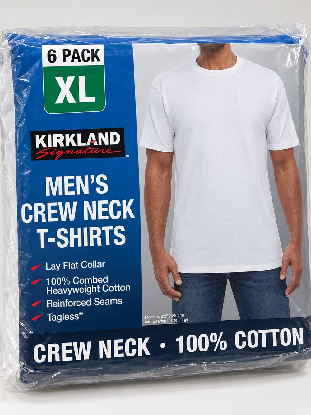 Kirkland Signature White Crew Neck Short Sleeve T-Shirt - Men's 6 Pack